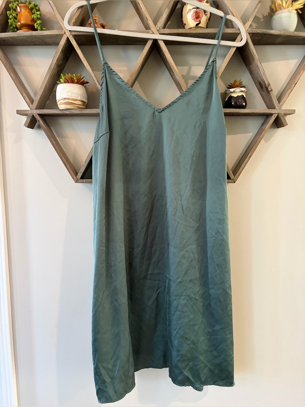 Stars Above sage green satin sleep dress/ slip. Size XXL.